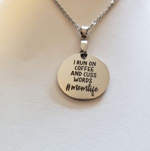 "#MomLife ☕ & 🤬" Pendant Necklace